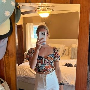 Show me your Mumu -cropped butterfly shirt
